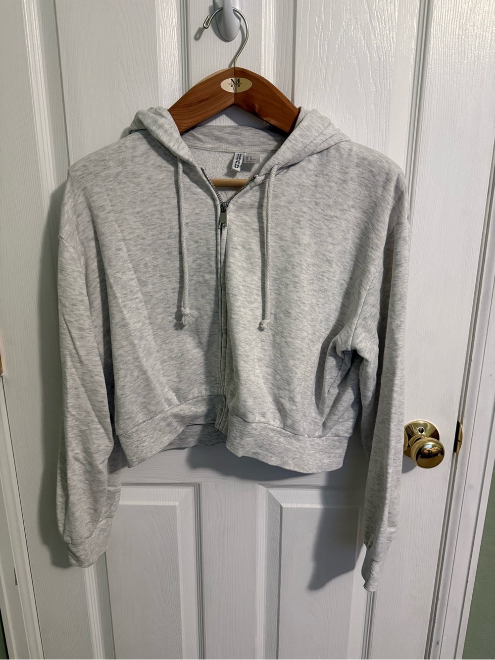 H&M Light Gray Zip-Front Hoodie Sweater